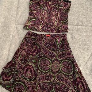 Beautiful dark purple skirt set. Camisole top with lace straps